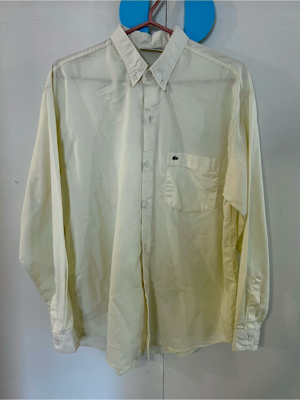 Lacoste Made in France Long-Sleeve Button-Down Shirt in Cream